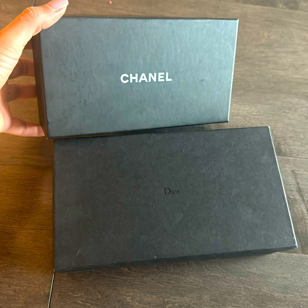 Dior and Chanel sunglasses boxes